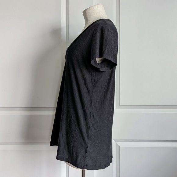 James Perse Tee Short Sleeve Deep Scoop Neck Slub Knit Black L (3) NWT - Picture 6 of 10